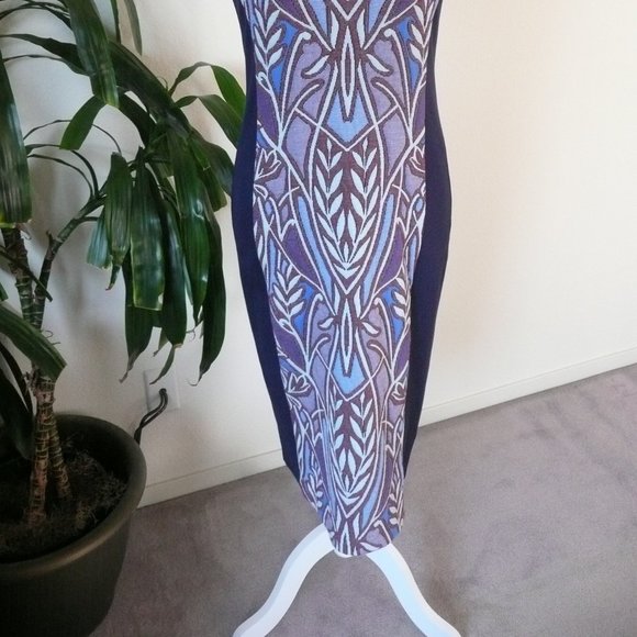 Anthropologie Blue Jacquard Sheath Midi - Picture 8 of 8